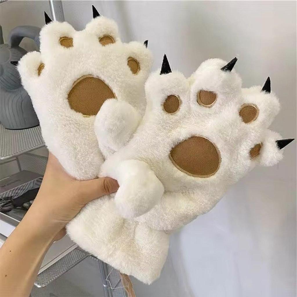 Gants Mignons Patte de Chat Patte d'Ours Doigt Entier, Conviennent aux Hommes et aux Femmes, Hiver Épais et Doux, Gants d'Extérieur Pelucheux et Chauds