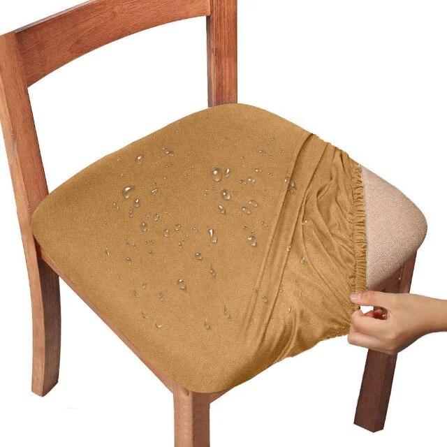 Waterproof Chair Seat Cover Solid Elastic Chair Cushion Cover Anti-dust Chair Protector Dining Room Spandex Armchair Slipcover