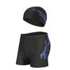 Men's Quick-Dry Swim Trunks & Goggles Set - Includes Boxer Shorts and Swim Cap for Adults