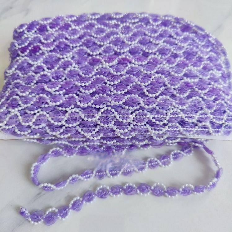 

3 Meters Long 1cm Wide Flower Beads Edged Lace Accessories White 3D Clothing Skirt Decoration Handmade DIY Material Hemming Width 1cm