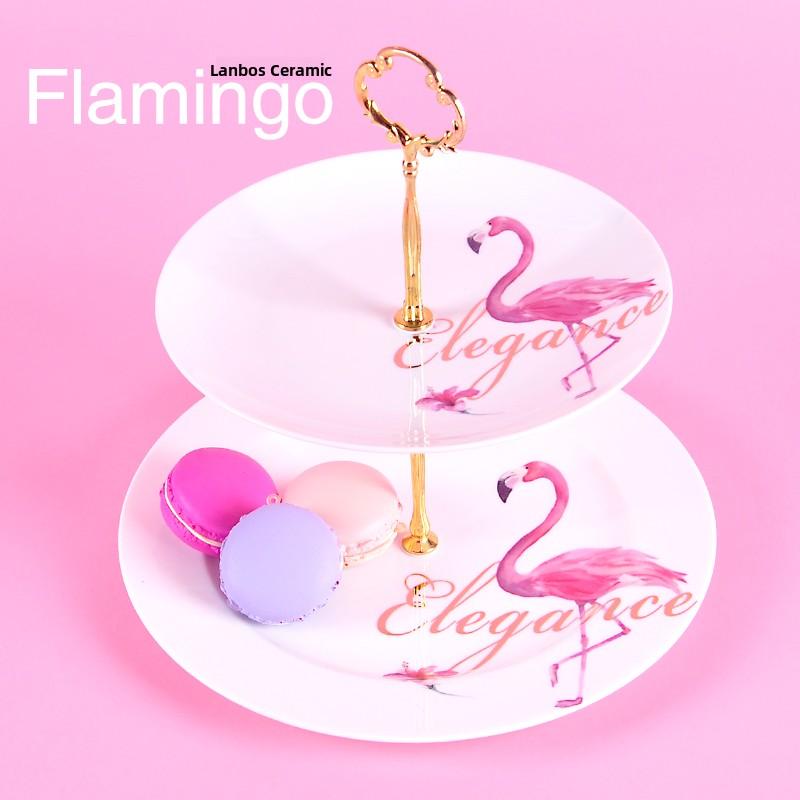 European Style Ceramic Double Layered Tray Fruit And Candy Plate Afternoon Tea Cake Stand Three Tier Dessert Holder Serving Tray