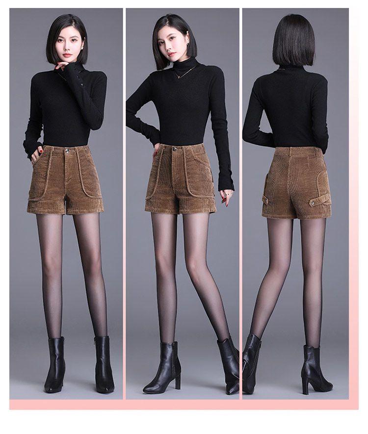 Women's High-Waisted Corduroy Wide-Leg A-Line Bootcut Shorts - 2026 Spring/Autumn Fashion Trend