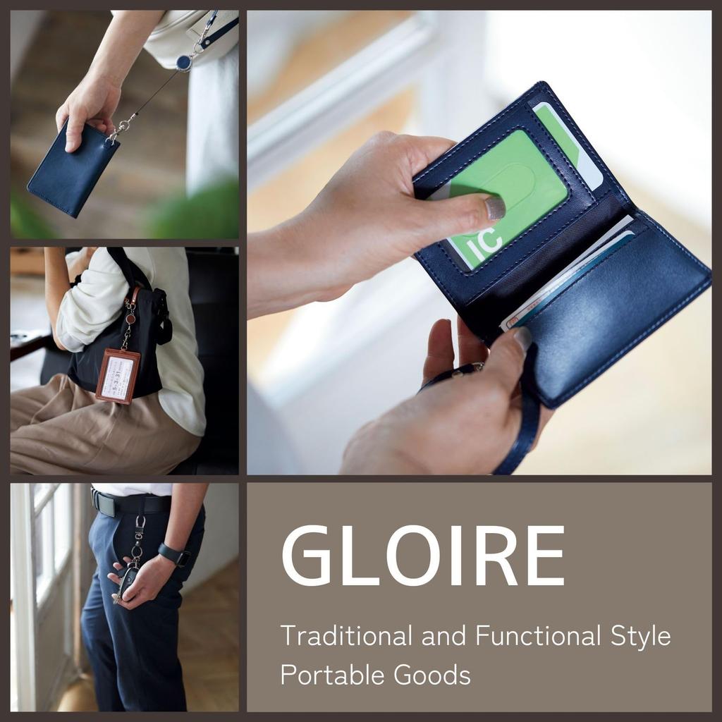 Raymay Fujii Business Card Gloire with Memo Genuine Navy GLN1055K Holder, Holder, Leather, Blue,