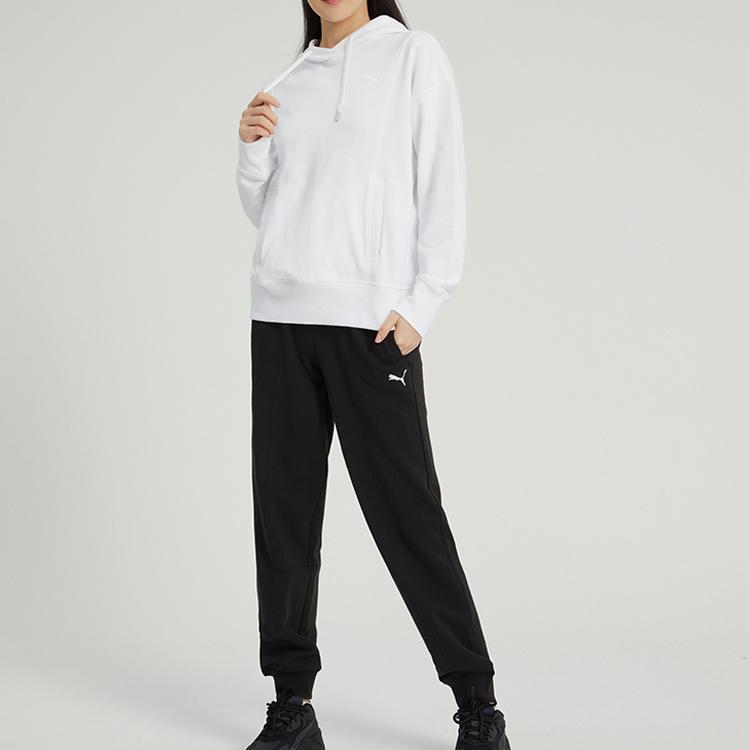 Puma Solid Color Hooded Pullover Casual Sweatshirt Women sweatshirt White 676653-02