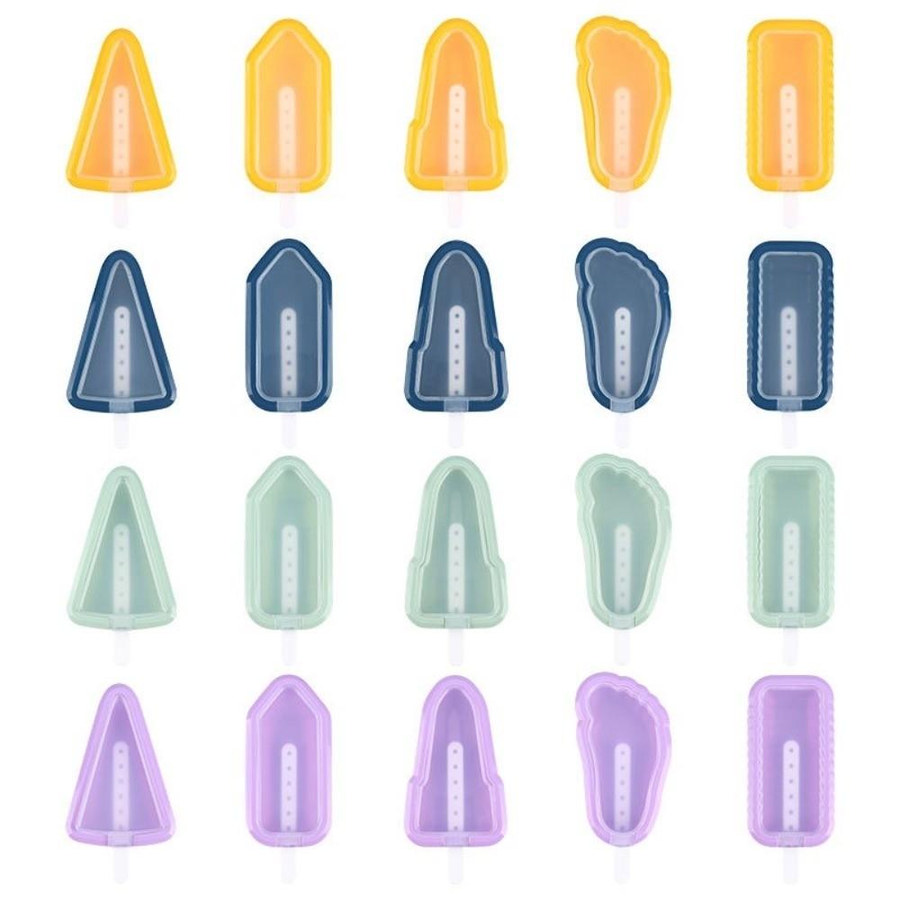 5Pcs Reusable Ice Cream Making Tools Silicone Ice Lolly Mold Household Popsicle Moulds