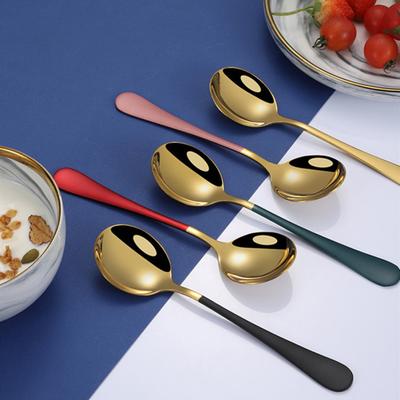Newest 5Pcs Stainless Steel Desserts Ice Cream Coffee Stirring Spoons Kitchen Tableware
