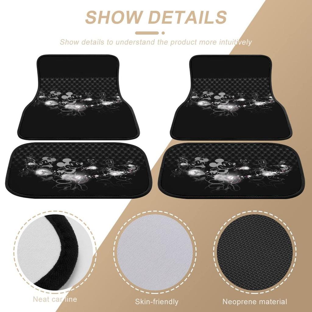 Disney Car Floor Easy Protective Car Set of for Light and Standard Cars Mats, Waterproof, Washable, Anti-Slip, Stain-Resistant, Customizable,