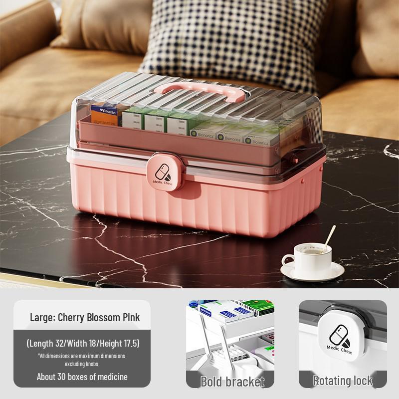Multi-Layer Portable Medicine Box - Large Capacity First Aid & Epidemic Prevention Storage