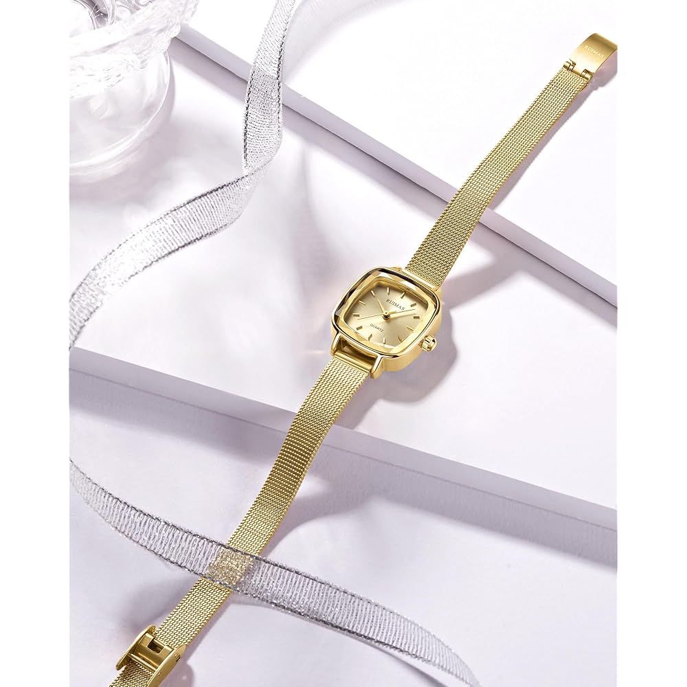 "Fashion Quartz Women's Watch Gold Slim Mesh Band Waterproof Simple Design"
