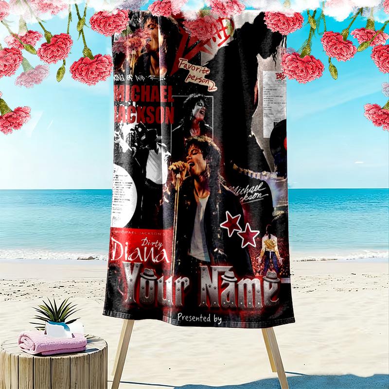 Name Custom King Jackson Print Beach Towel, Large Soft Quick Dry Towel for Beach Camping Swimming