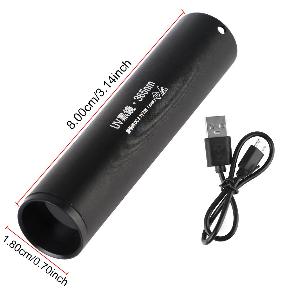UV Svítilna 365nm Moč Domácích Zvířat Černé Světlo Ultrafialová Svítilna SV57 Kočičí tinea Detekce Peněz Rudy Štírů USB Dobíjecí 3W
