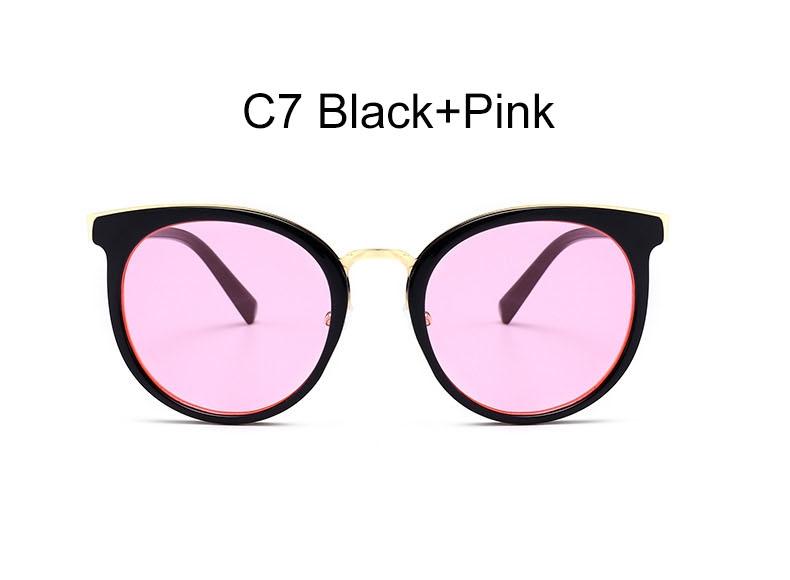 Mirror Sunglasses Women Cat Eye Oversized Round Pink Sunglasses Female Luxury Brand High Quality Glasses Ladies Lady UV400