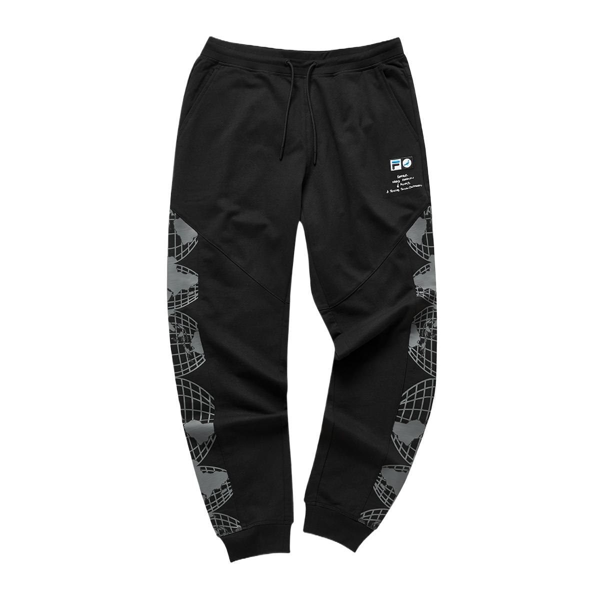 

FILA X Staplepigeon Logo Print Lightweight Comfortable Soft Knit Sports Pants Men bottoms Black T11M024602F-BK L