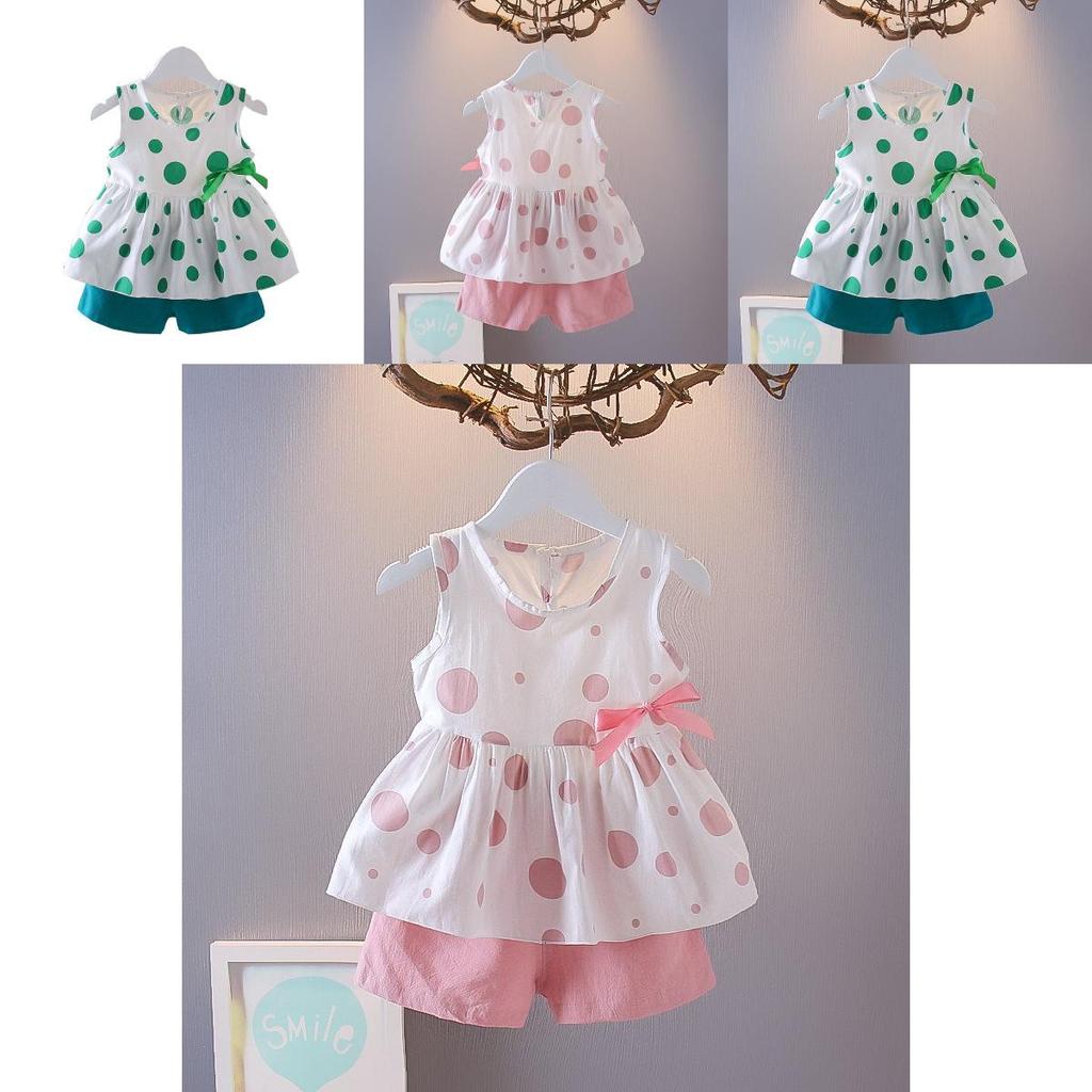 Bezauberndes zweiteiliges Sommerkleid-Set für kleine Mädchen, weich und leicht für Kleinkindalter eins bis drei