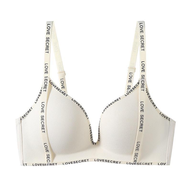 Seamless Adjustable Push-Up Bra with Anti-Sagging Support & Letter Straps for Small Busts