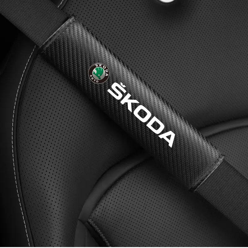 ABC3  2Pcs Car Seat Belt Cover Shoulder Protector Cushion Pad for Skoda Octavia 2 3 Fabia Superb Rapid Kodiaq Karoq Auto Accessories