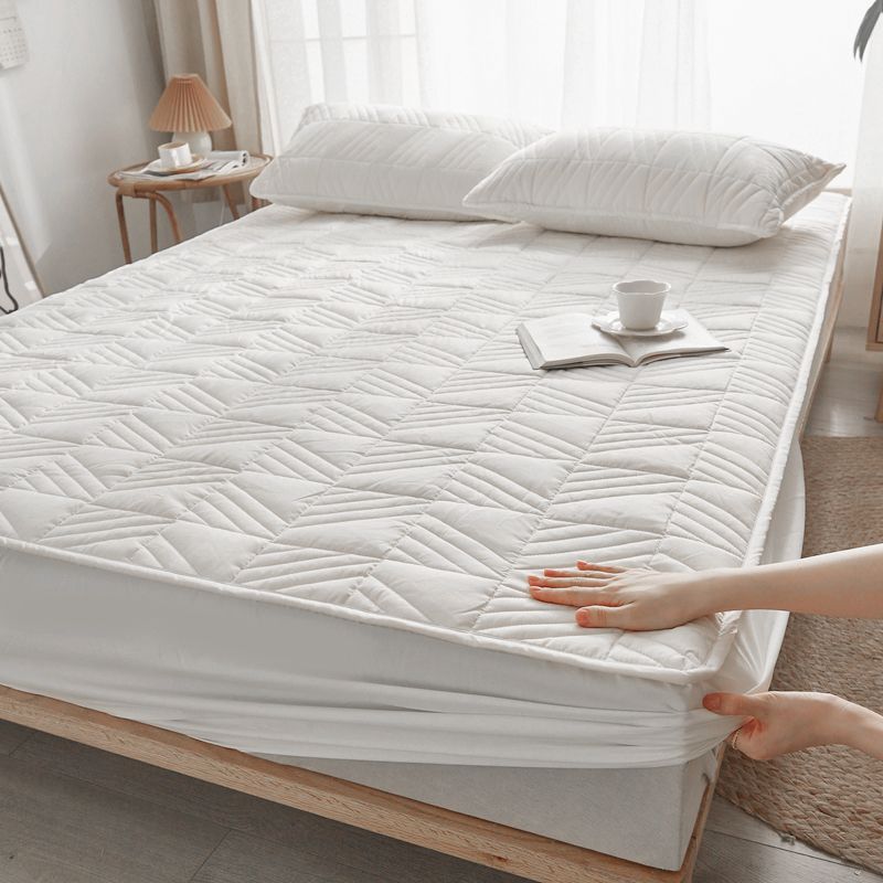 Set 3 buc Topper Saltea Matlasat Moale Respirabil din Latex cu Set Fețe de Pernă, Protector Saltea Lux Minimalist Scandinav din Latex