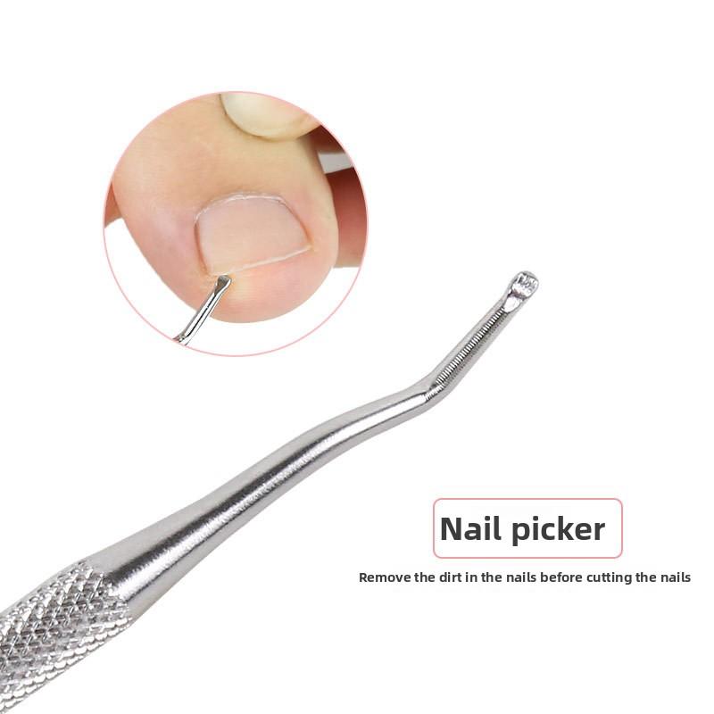 Stainless Steel Dead Skin Fork Double Head Dead Skin Push Inlay Nail Picker Nail Trimmer Nail Groove Inlay Cleaning Tool