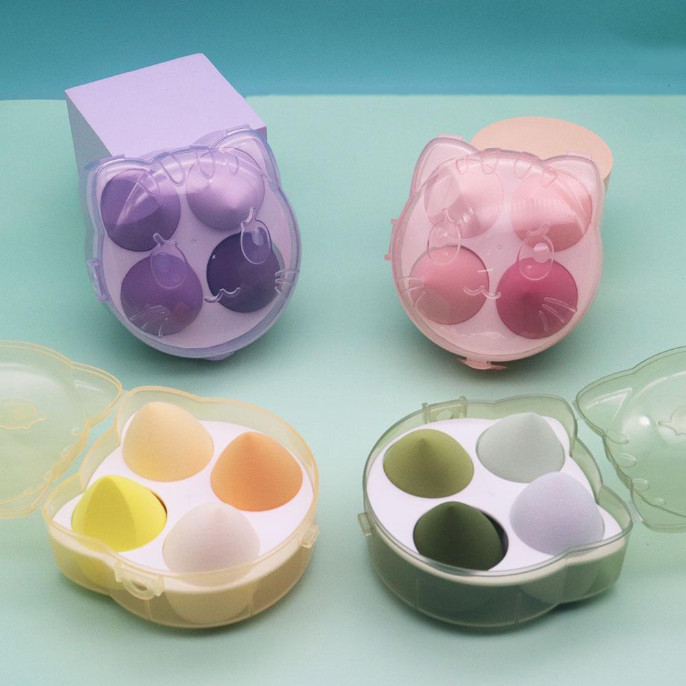 

Kitten Four-Grid Non-Latex Makeup Sponge Set - Water Expanding Slant Puff No Bag