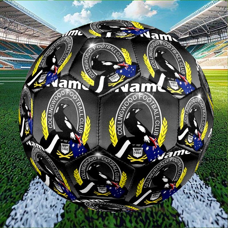 Custom Name Personalized Collingwood Magpies Print Size 5 Soccer Ball Training & Match Football, for Team, Kicking, Gift for Football