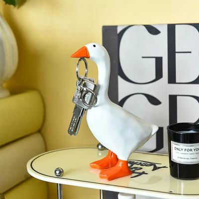Magnetic Goose Key Holder Home Decoration Sculpture Funny Office Desk Decor Resin Goose Duck Statue Goose Key Chain Housewarming