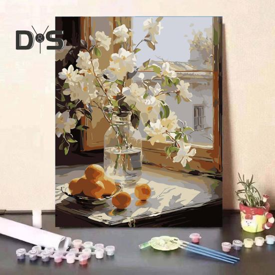 1 Set Kit Pittura a Olio Fai da Te per Adulti con Cavalletto in Legno Kit Dipingi con i Numeri Fai da Te Kit Sviluppo Abilità Pratiche