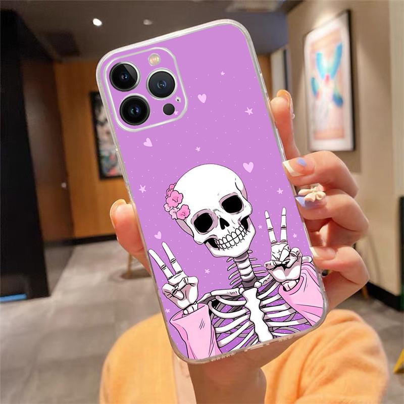 

Phone Case Carcasa Funda For iPhone 17 Pro Max Air 16 15 14 13 Pro Max 15 16 Pro 15Plus Skeleton Art Case iPhone 17Pro