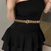 Waist Chain Golden Buckle PU Belt for Women Proms Stage and Club Party Casual Wear Elaborate Waist Jewelry