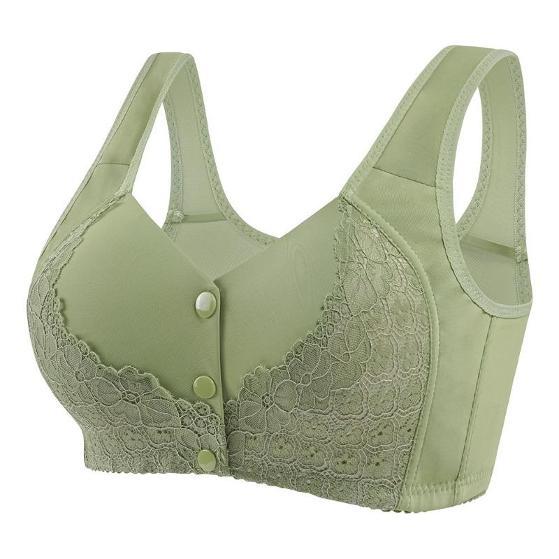 Plus Size Comfort Bra with Lace Trim and Wide Straps L зелёный