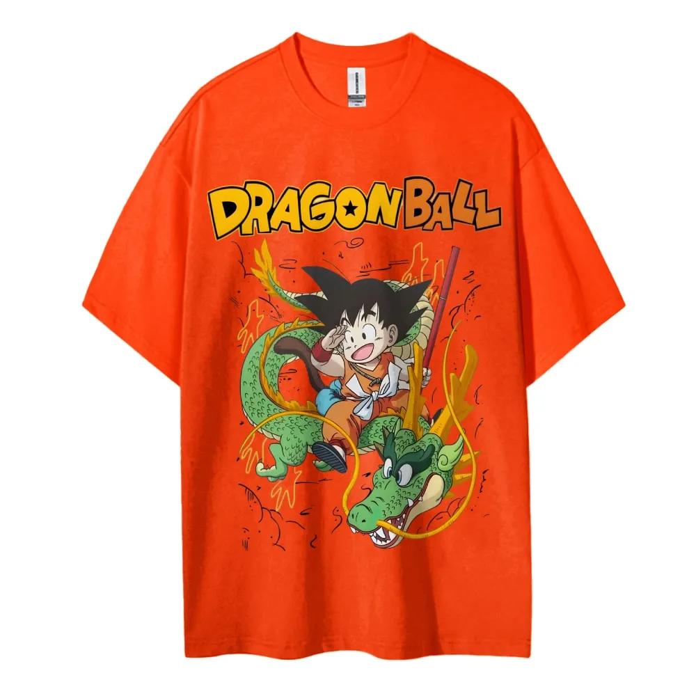 2026 Summer Dragon Ball Oversized Tshirt High Quality 100 Cotton Kid Goku  Shenron Print Unisex Retro Casual Adults Kids
