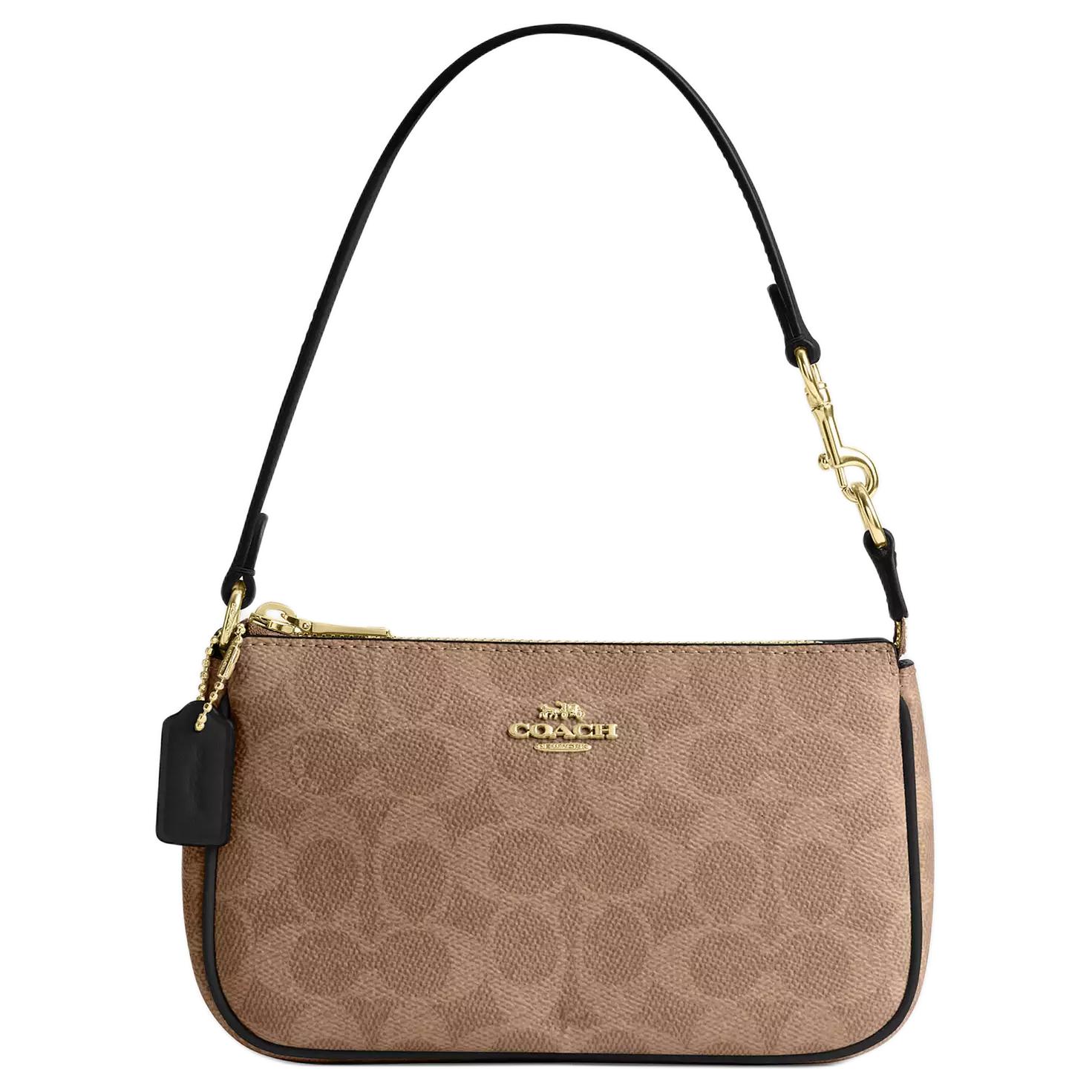 Coach Nolita 19 Logo Zip Closure Coated Canvas Handbag Women handbags Brown Black CW426-IMQRX Basic Set (Bag+Dust Bag)