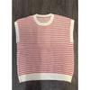 Summer and Autumn Round Neck Knitted Top Casual Striped Contrasting Women's Sweaters