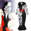 Fantasy-themed Cruella Cosplay Dress With Soft Fabric And Fur Collar