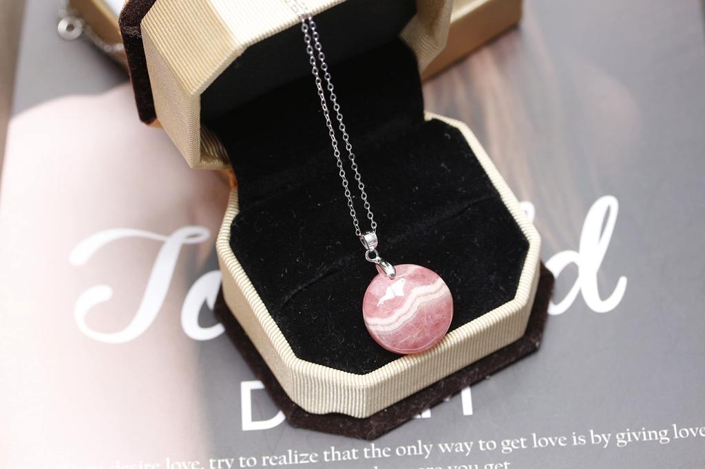 KOUOKU Old Inca Rose Pendant Necklace K18 Gold Plated Silver S925 Engraved Ring Metal Allergy Friendly Natural Stone Power Stone [K Memories]