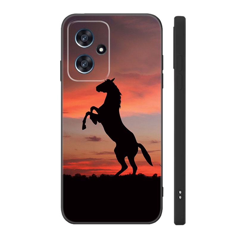 Horse Animal Black Silicone Phone Case For Xiaomi POCO X3 X4 NFC F3 F4 GT F5 M3 M4 M6 X5 X6 Pro 5G C55 C65 M5
