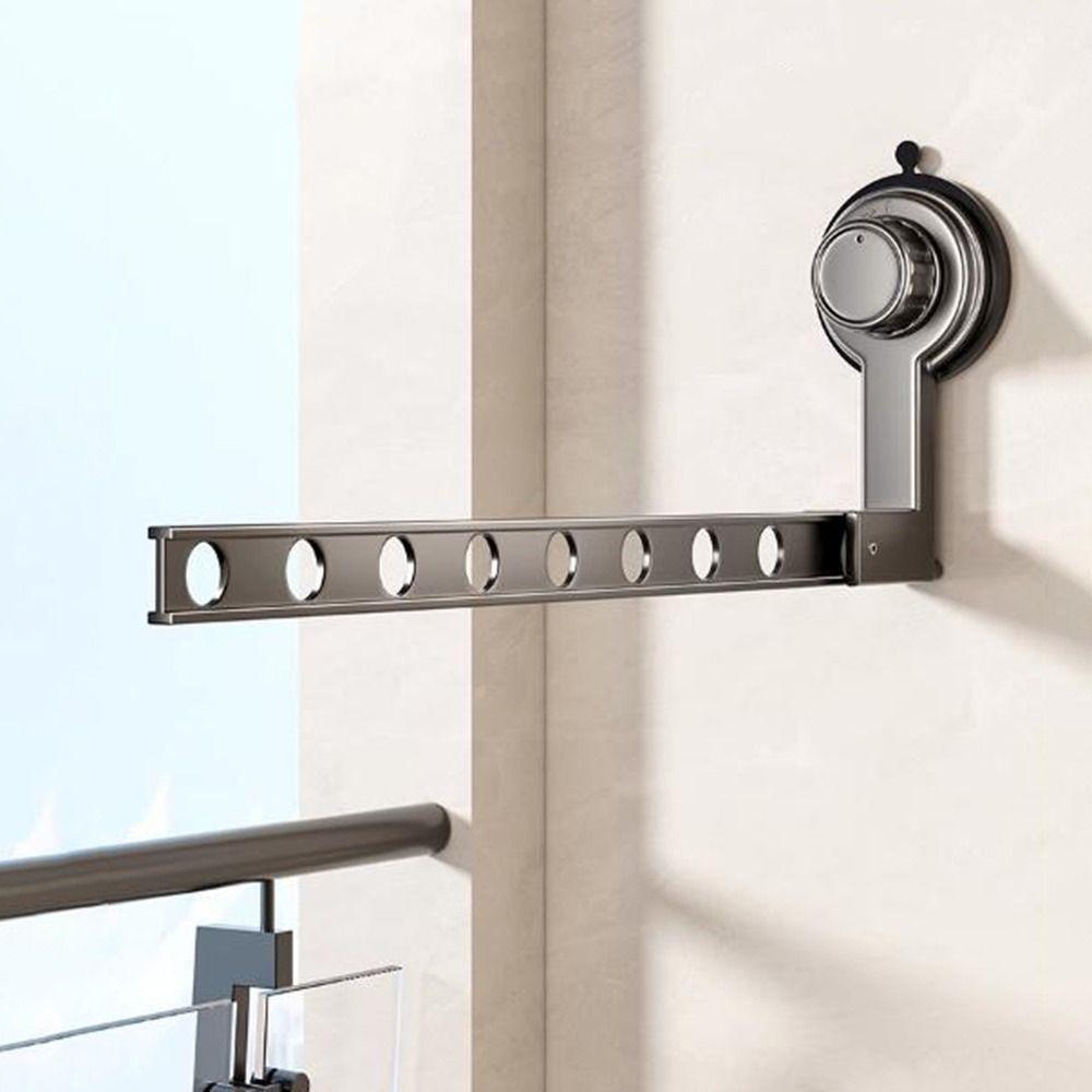 Non-Punching Suction Cup Clothes Drying Rack Wall-mounted Retractable Laundry Rack  Travel