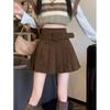 Fat Sister Women's Corduroy Pleated A-line Skirt - High Waist, Petite, Spring/Autumn