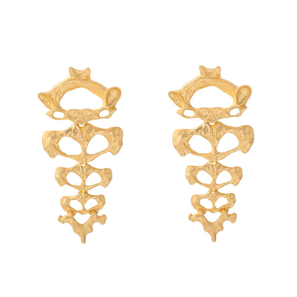 Retro trend exaggerated high-end design sense skeleton-shaped articulated versatile daily wear earrings