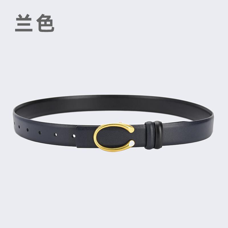 Four Seasons Available New Simplified Version Double Sided Buckle Belt Alloy Women'S Belt Fashion Versatile Leather Decorative Thin Belt