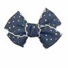 Handmade Retro Denim Blue Polka Dot Bow Hair Clip for Kids