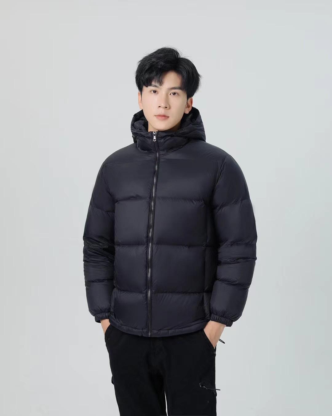 

Пуховик женский короткий с капюшоном 2024 новый зимний мужской утолщенный свободный жакет модная куртка прилив S чёрный