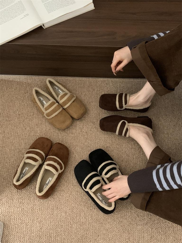 Loafers Women's 2025 New Autumn and Winter Piled Thickened Warm Fluffy Beanie Snow Cotton Shoes Women's Shoes