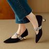 Small heel matte middle heel comfortable shallow mouth single shoes spring and autumn new pointed belt buckle Mary Jane