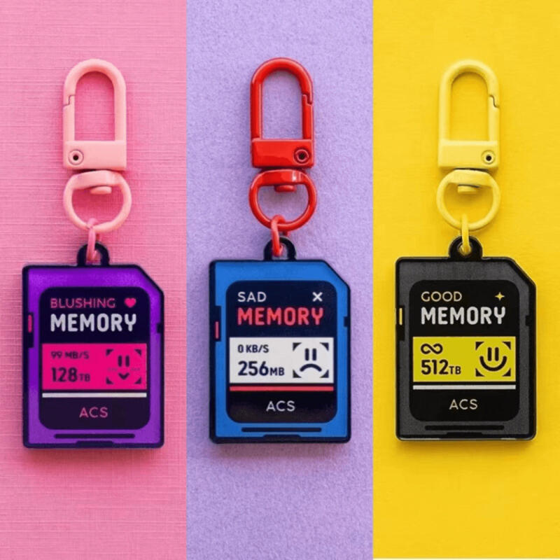 Memory Card Keyring Keychain Purple