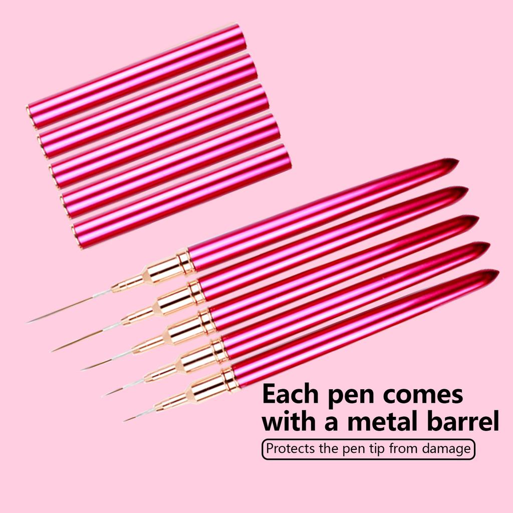 5Pcs Liner Brush for Nails Nail Arts Brushes Professional Nail Detail Brush