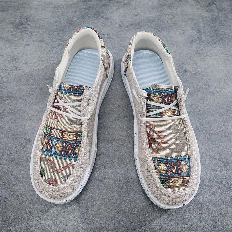 Fashion Men's Casual Shoes Low-Top Espadrilles Printing Flat Summer Sneakers Leisure Common Trends 2025 Price Classic Original Male Shoe