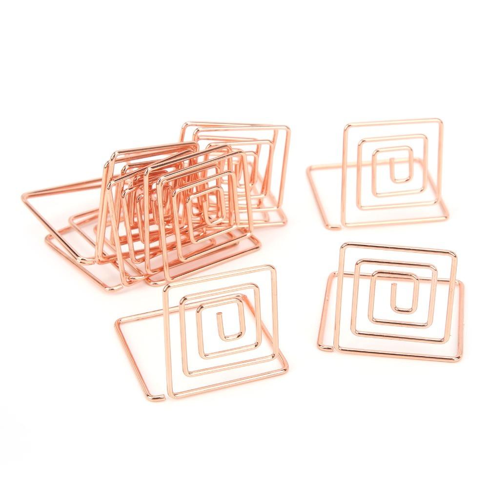 10Pcs Square Table Number Holders Metal Material Picture Holder Elegant Card Stand  Desktop Display