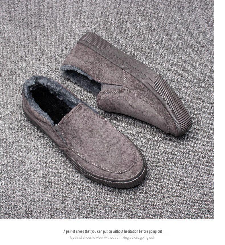 Men's Winter Fleece-Lined Canvas Loafers - Slip-On, Warm Casual Shoes