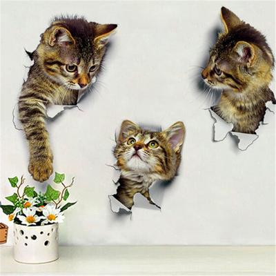 Adesivo da Parete Gatto Carino per Soggiorno Camera da Letto Armadio Bagno Decorazione