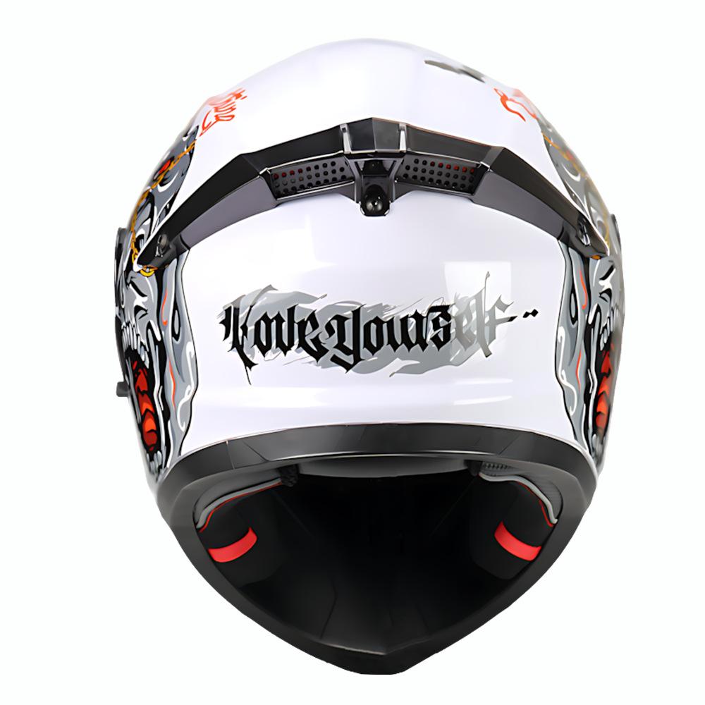 Men's and Women's Double Lenses Big Tail Motorcycle Riding Winter Cool Personality Full Helmet
